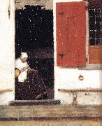 VERMEER VAN DELFT, Jan The Little Street (detail) etr oil painting reproduction
